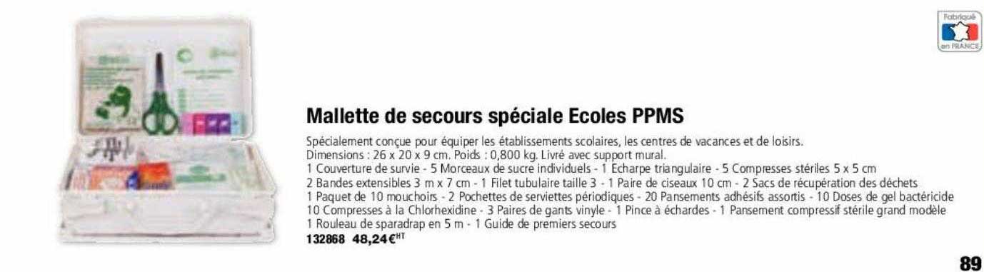 mallette de secours spéciale écoles ppms