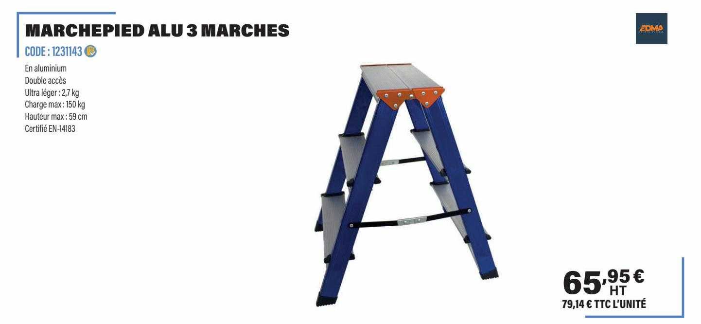 marchepied alu 3 marches edma