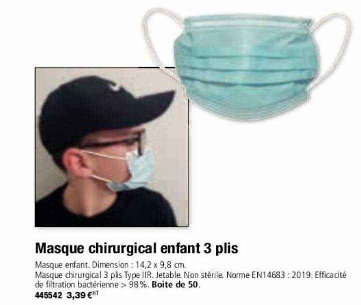 masque chirurgical enfant 3 plis
