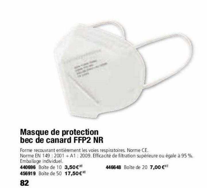 masque de protection bec de canard ffp2 nr