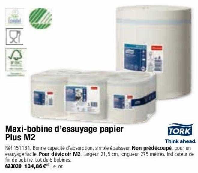 maxi-bobine d'essuyage papier plus m2