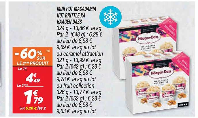 mini pot macadamia nut brittle x4 häagen-dazs