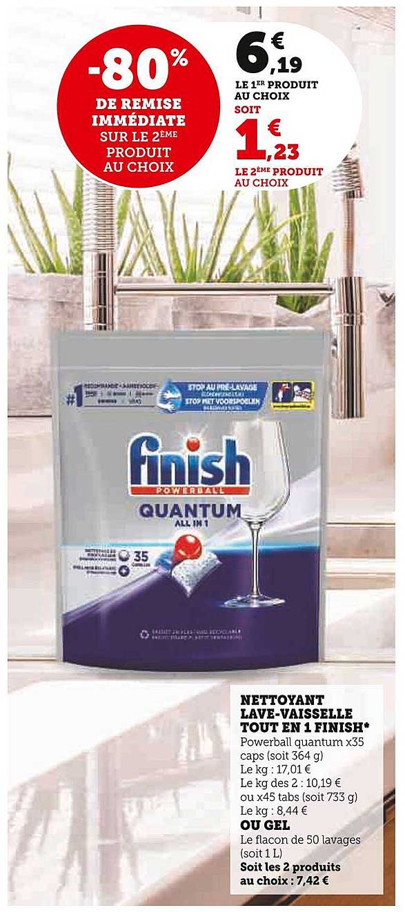 nettoyant lave-vaisselle tout en 1 finish ou gel