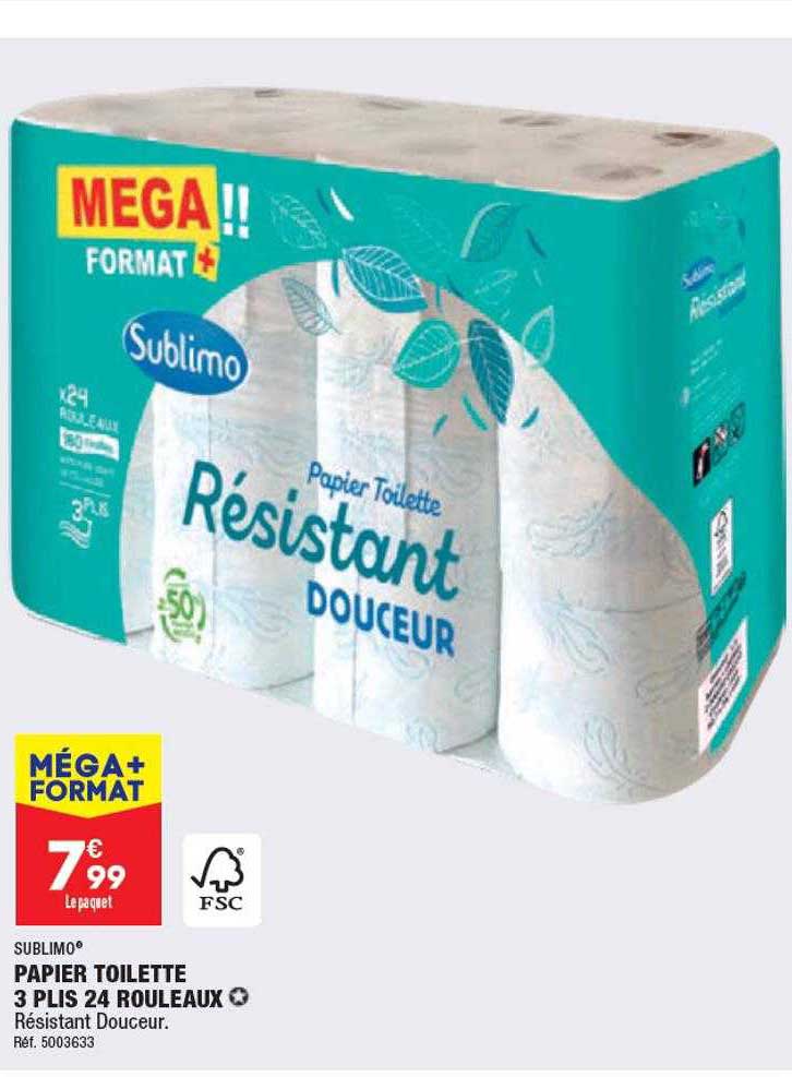 papier toilette 3 plis 24 rouleaux sublimo