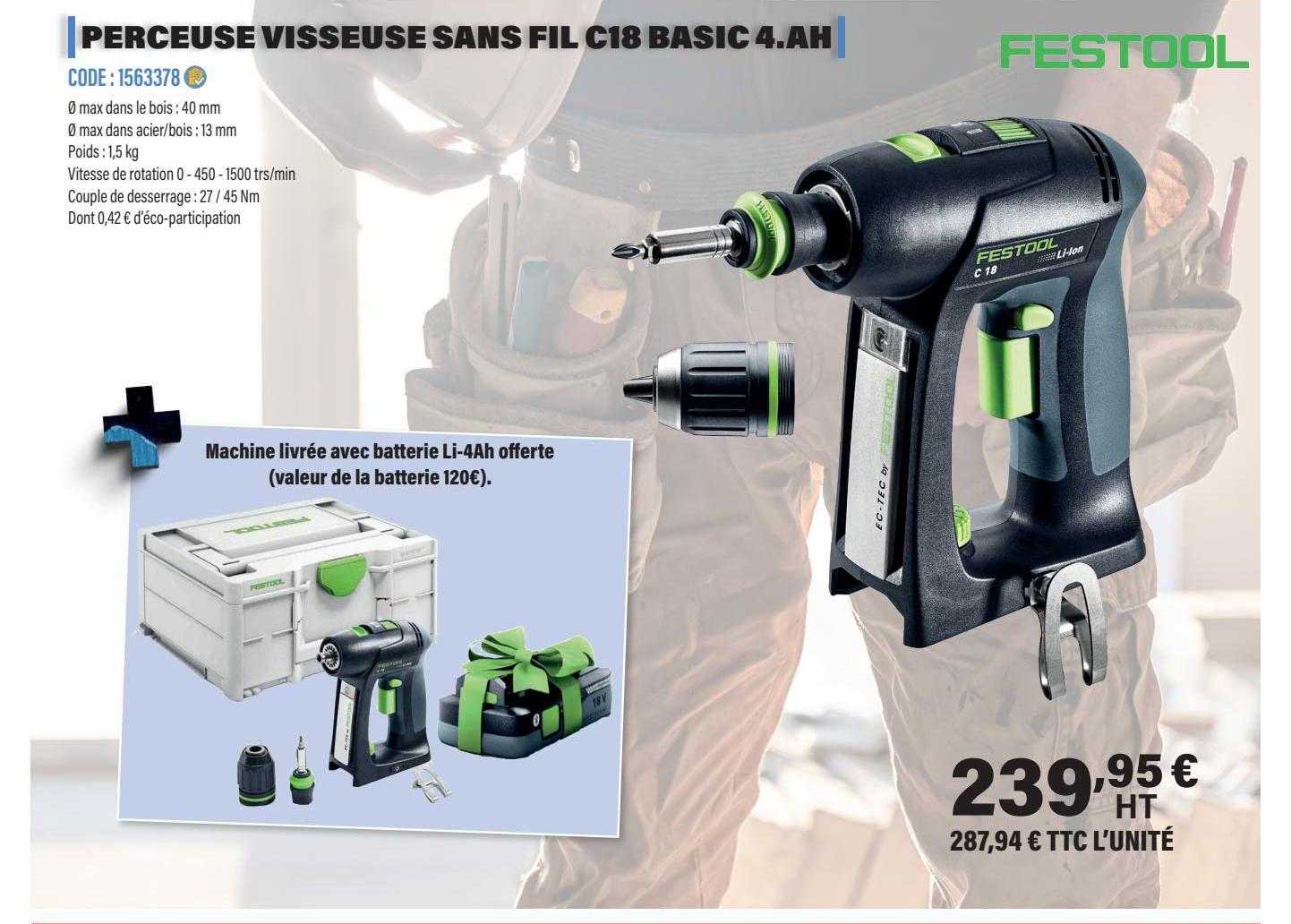 perceuse visseuse sans fil c18 basic 4.ah