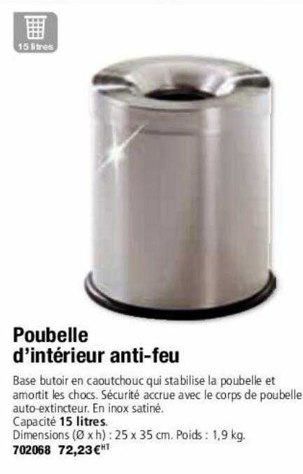 poubelle d'intérieur anti-feu