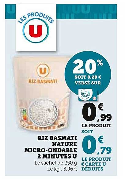 riz basmati nature micro-ondable 2 minutes u