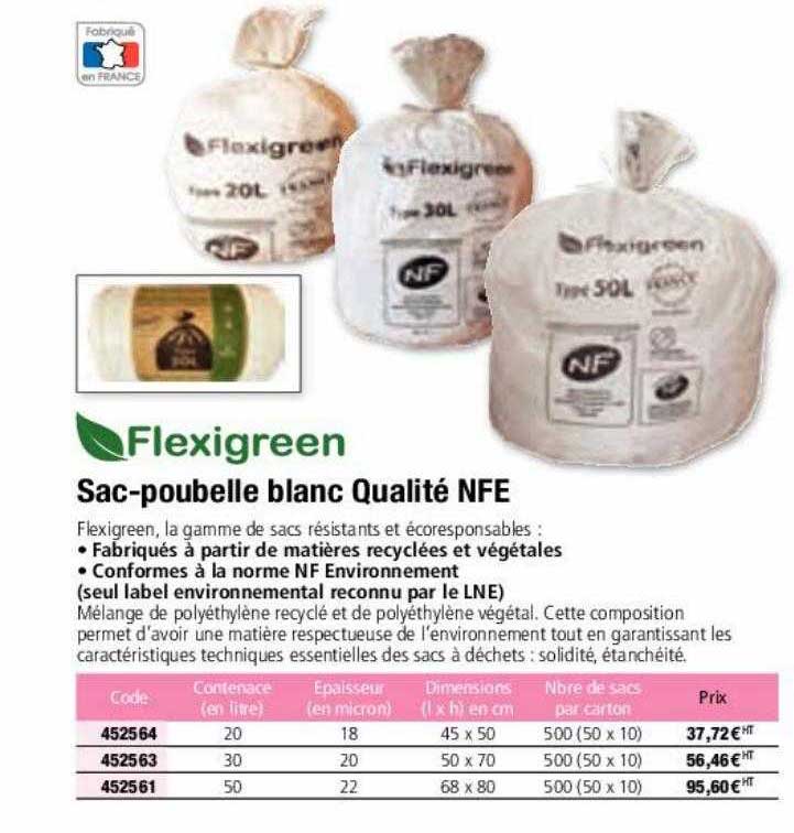sac-poubelle blanc qualité nfe flexigreen
