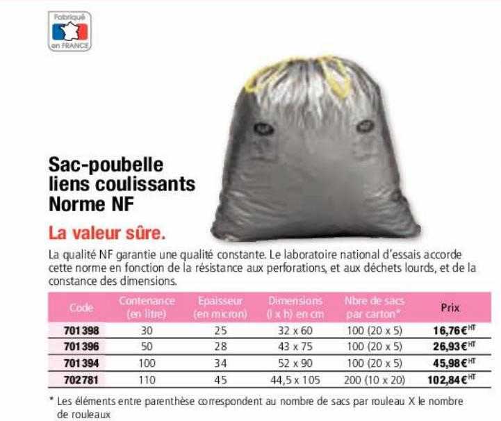 sac-poubelle liens coulissants norme nf