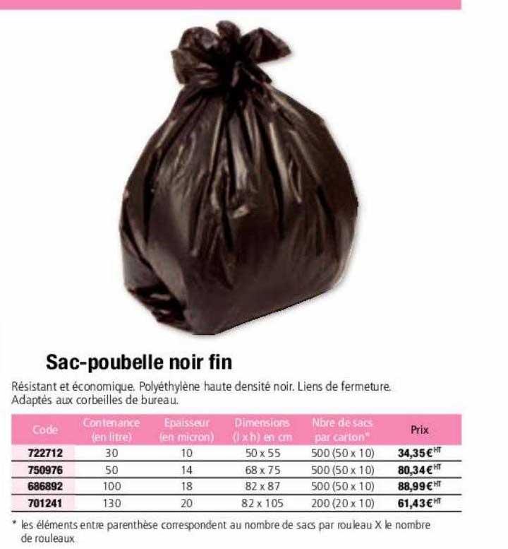 Sac-poubelle Noir Fin