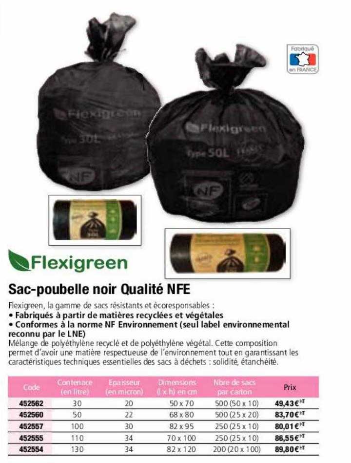 Sac-poubelle Noir Qualité Nfe Flexigreen