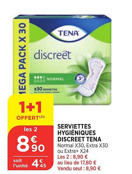 serviettes hygiéniques discreet tena