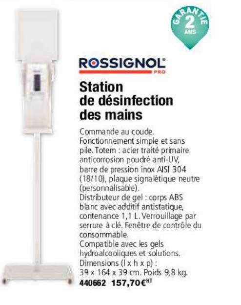 station de désinfection des mains rossignol