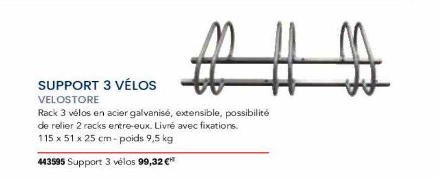 support 3 vélos velostore