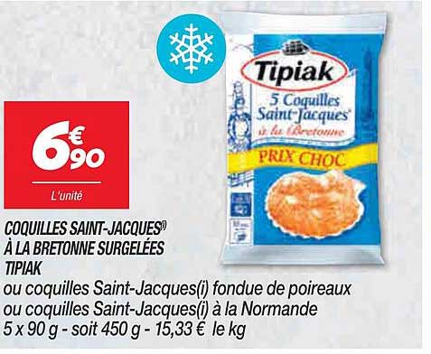 tipiak coquilles saint-jacques à la bretonne surgelées