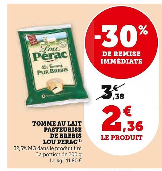 tomme au lait pasteurise de brebis lou perac