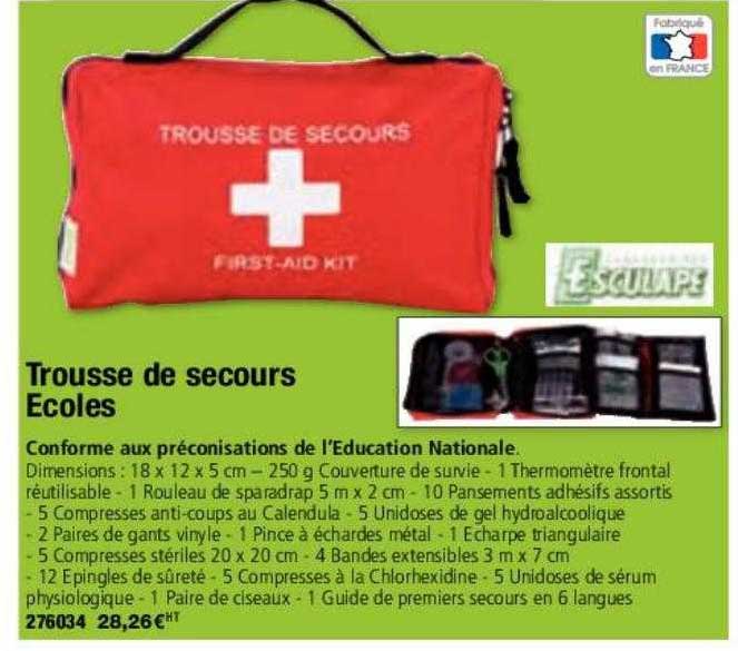 trousse de secours écoles esculape