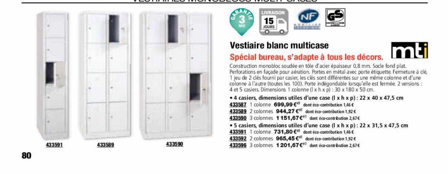 vestiaire blanc multicase