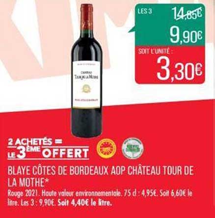 blaye côtes de bordeaux aop château tour de la mothe