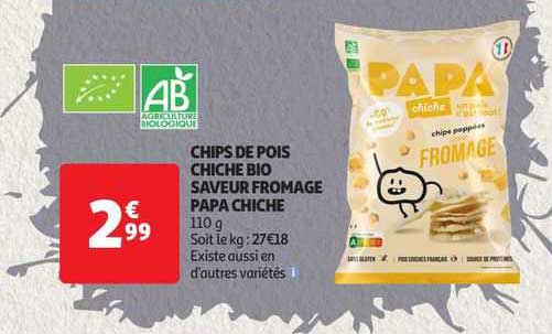 chips de pois chiche bio saveur fromage papa chiche