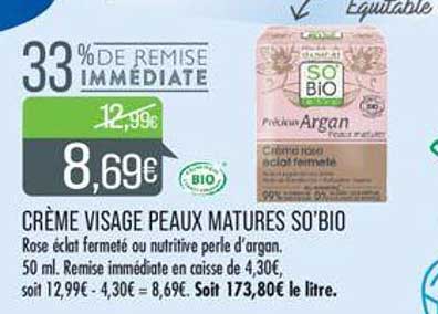 crème visage peaux matures so'bio