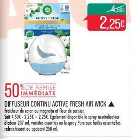 diffuseur continu active fresh air wick