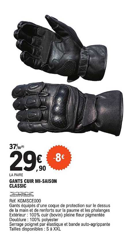 gants cuir mi-saison classic