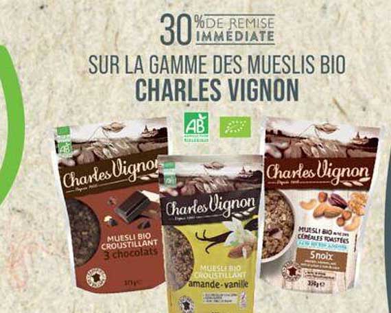 la gamme des mueslis bio charles vignon