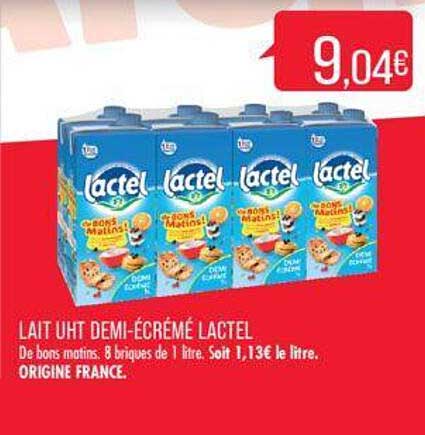 lait uht demi-écrémé lactel