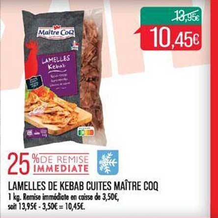 lamelles de kebab cuites maître coq