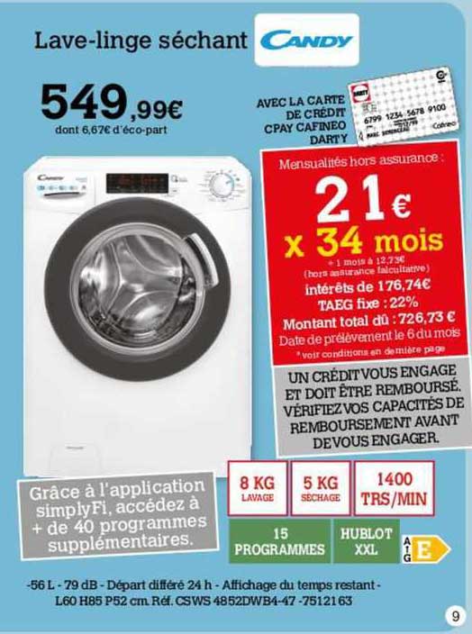 lave-linge séchant candy