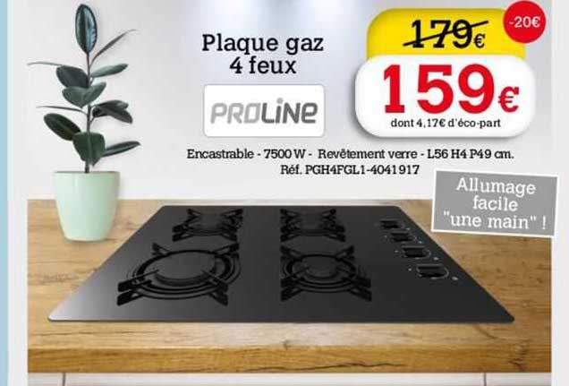 Plaque Gaz 4 Feux Proline