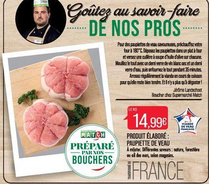 Produit élaboré : Paupiette De Veau