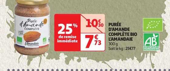 purée d'amande complète bio l'amandaie