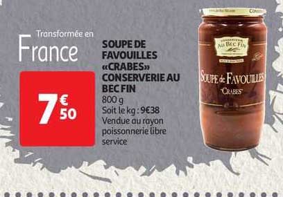 soupe de favouilles «crabes» conserverie au bec fin