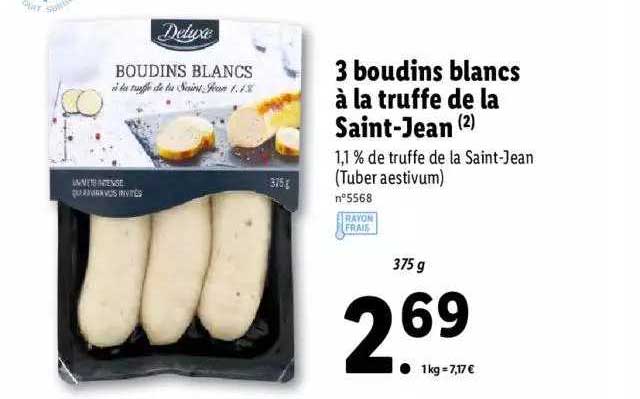 3 boudins blanc à la truffe de la saint-jean deluxe