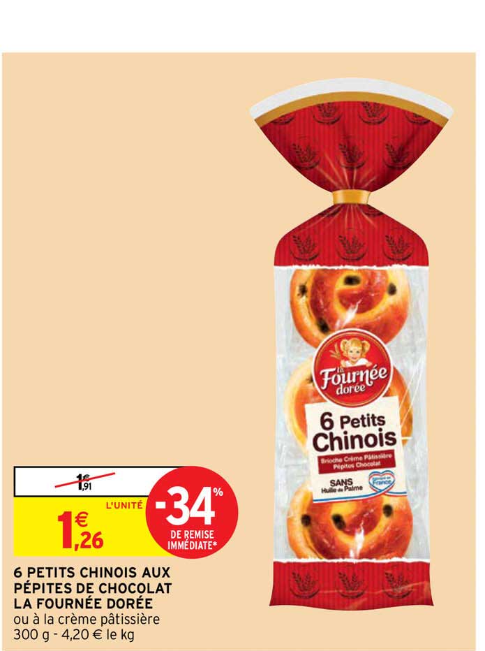 6 petits chinois aux pépites de chocolat la fournée dorée