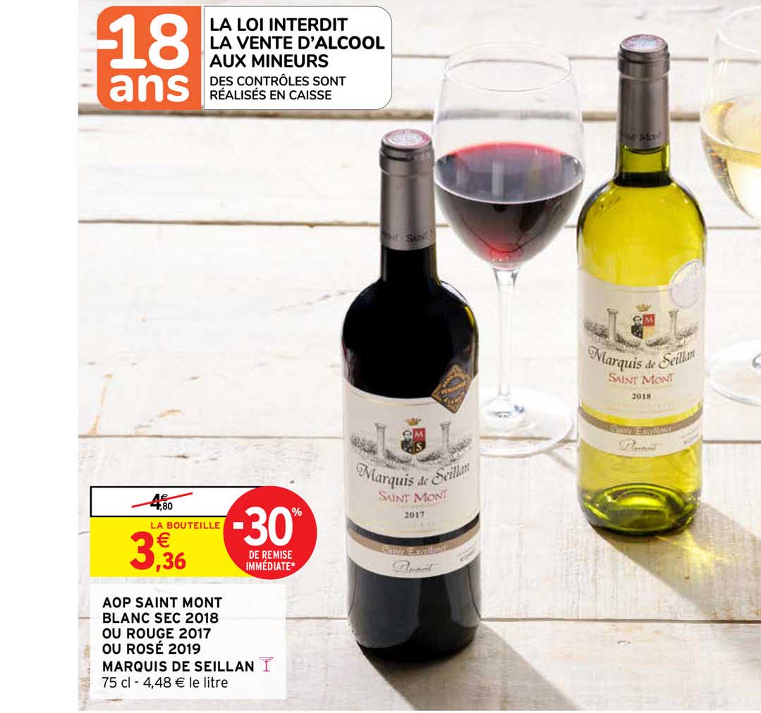 aop saint mont blanc sec 2018 ou rouge 2017 ou rosé 2019 marquis de seillan