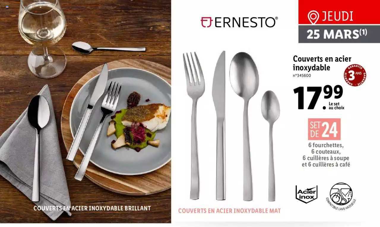 couverts en acier inoxydable ernesto