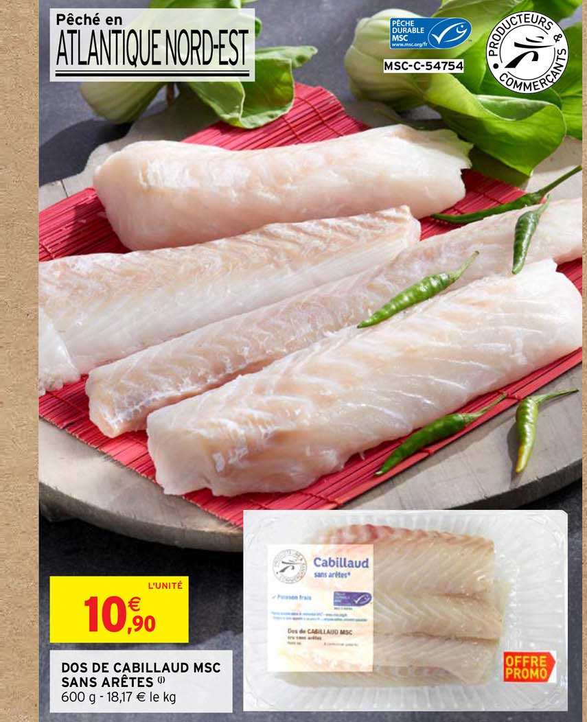 dos de cabillaud msc sans arêtes