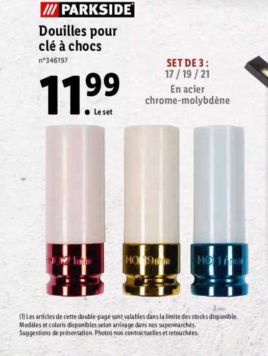 douilles pour clé à chocs parkside
