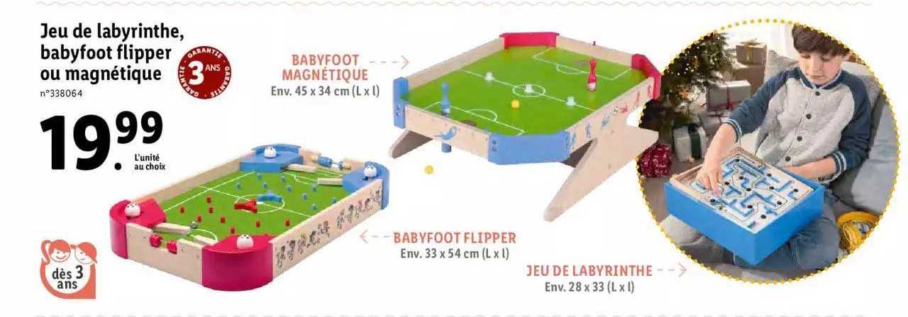 jeu de labyrinthe, babyfoot flipper ou magnétique