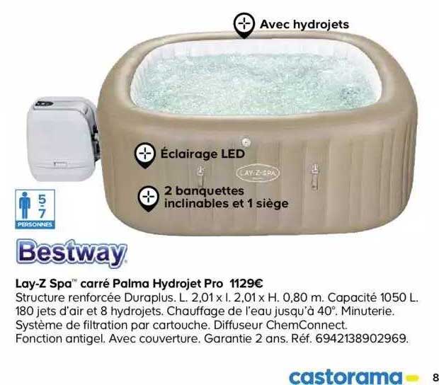 lay-z spa carré palma hydrojet pro bestway