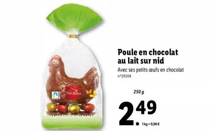 poule en chocolat au lait sur nid favorina