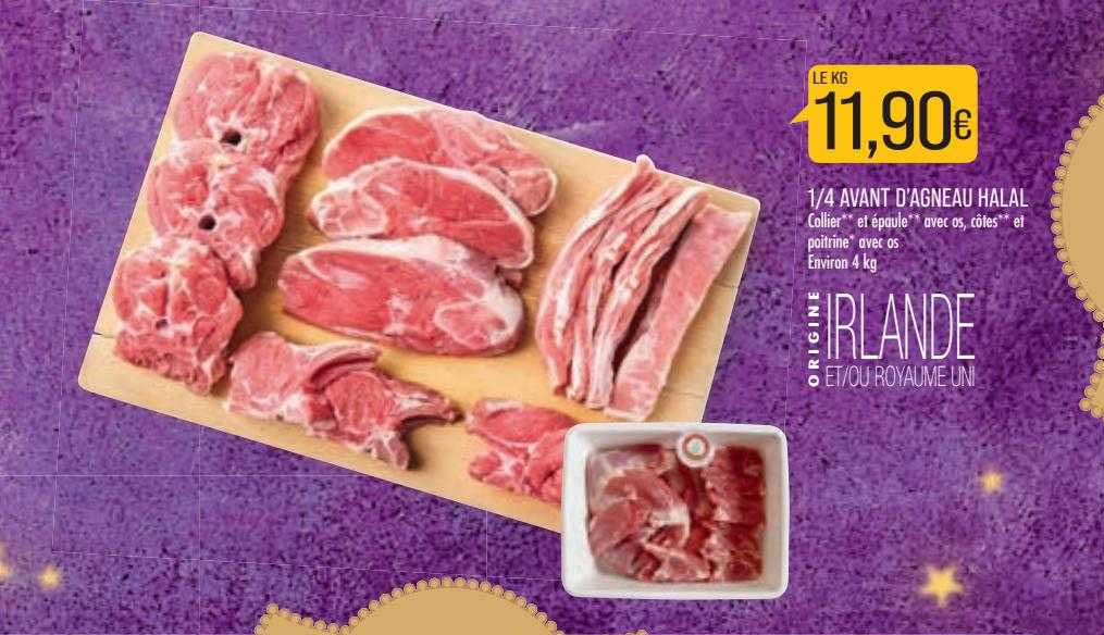 1-4 avant d'agneau halal