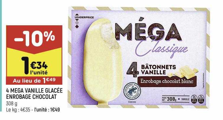 4 mega vanille glacée enrobage chocolat
