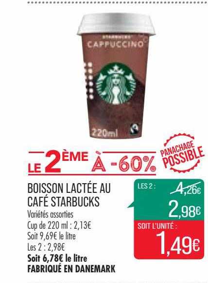 boisson lactée au café starbucks