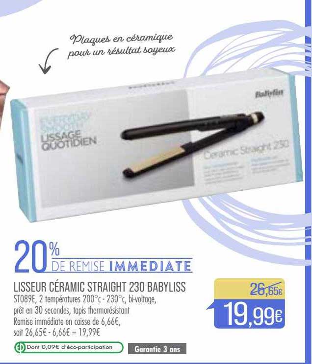 lisseur céramic straight 230 babyliss