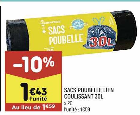 sacs poubelle lien coulissant 30l