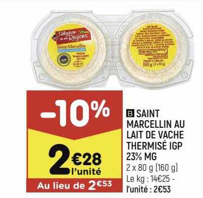 saint marcellin au lait de vache thermisé igp 23% mg